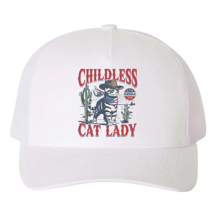 Cowboy Cat Childless Cat Lady For Kamala Election Voting Yupoong Adult 5-Panel Trucker Hat