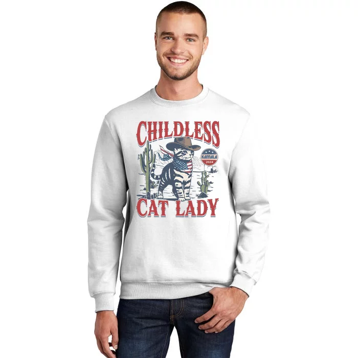 Cowboy Cat Childless Cat Lady For Kamala Election Voting Sweatshirt