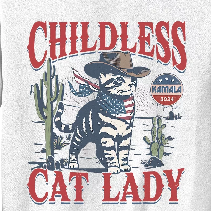 Cowboy Cat Childless Cat Lady For Kamala Election Voting Sweatshirt