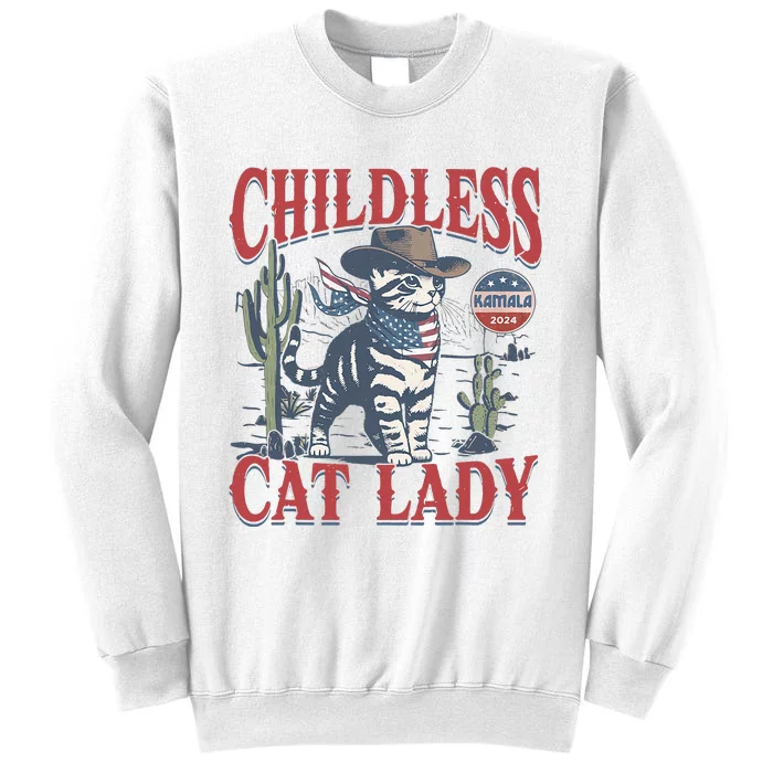 Cowboy Cat Childless Cat Lady For Kamala Election Voting Sweatshirt