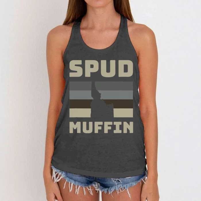 Cool Camo Colors Travel Idaho Potatoes Spud Muffin Design Women's Knotted Racerback Tank