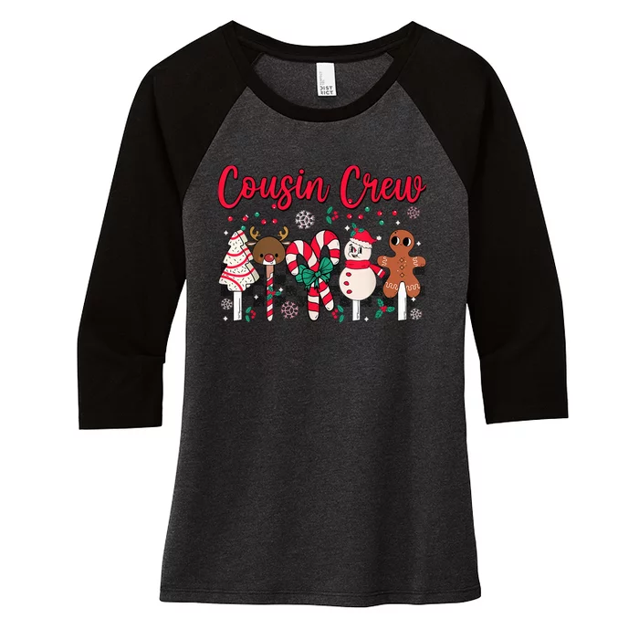 Cousin Crew Christmas Squad Family Matching Cousin Club Kid Women's Tri-Blend 3/4-Sleeve Raglan Shirt