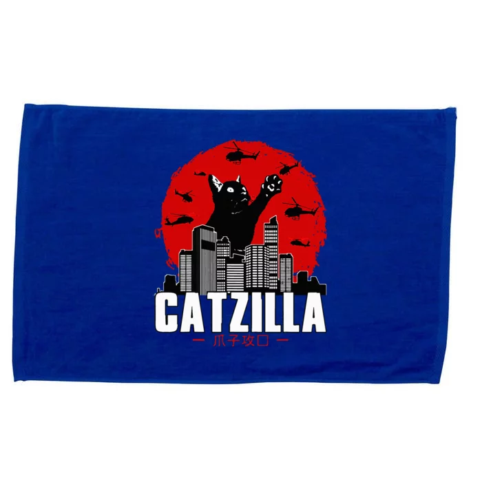 Catzilla Cute Cat Stuff For Cat Lover Cat Mom Cat Dad Microfiber Hand Towel