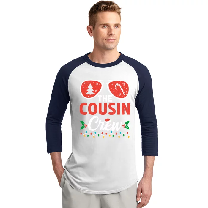 Cousin Crew Christmas Funny Family Matching Santa Elf Xmas Funny Gift Baseball Sleeve Shirt