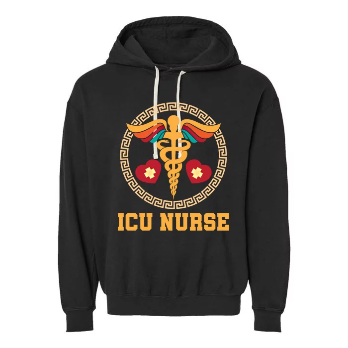 Clinic Caretaker Caduceus Hospital Registered Icu Nurse Cute Gift Garment-Dyed Fleece Hoodie