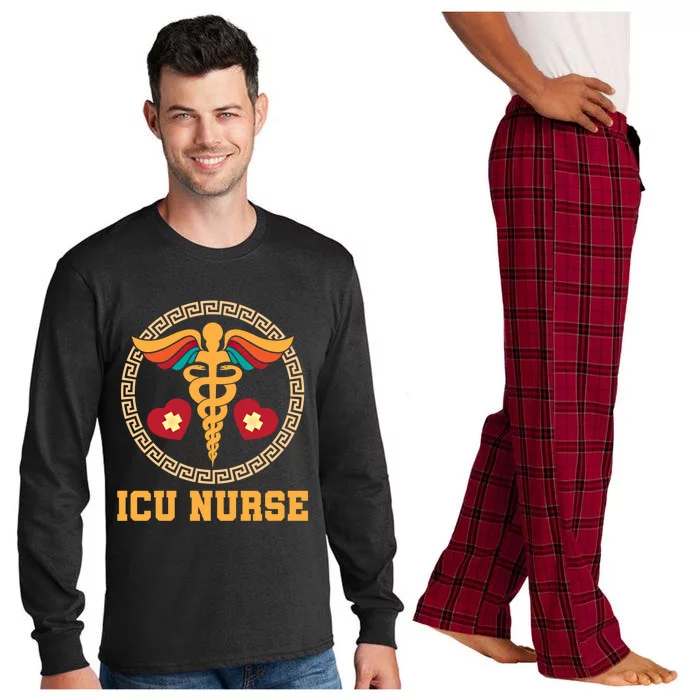 Clinic Caretaker Caduceus Hospital Registered Icu Nurse Cute Gift Long Sleeve Pajama Set