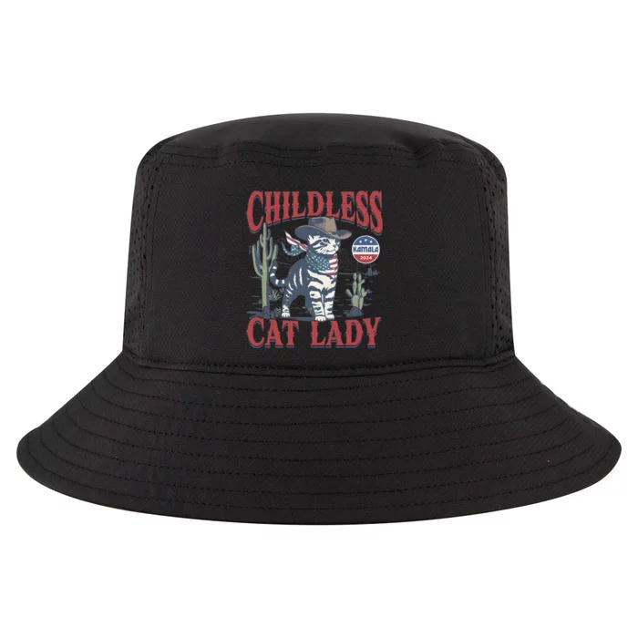 Cowboy Cat Childless Cat Lady Kamala 2024 Election Voting Cool Comfort Performance Bucket Hat