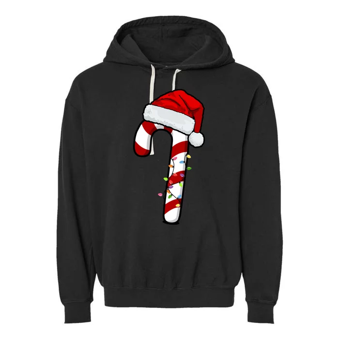 Christmas Candy Cane Holiday Garment-Dyed Fleece Hoodie