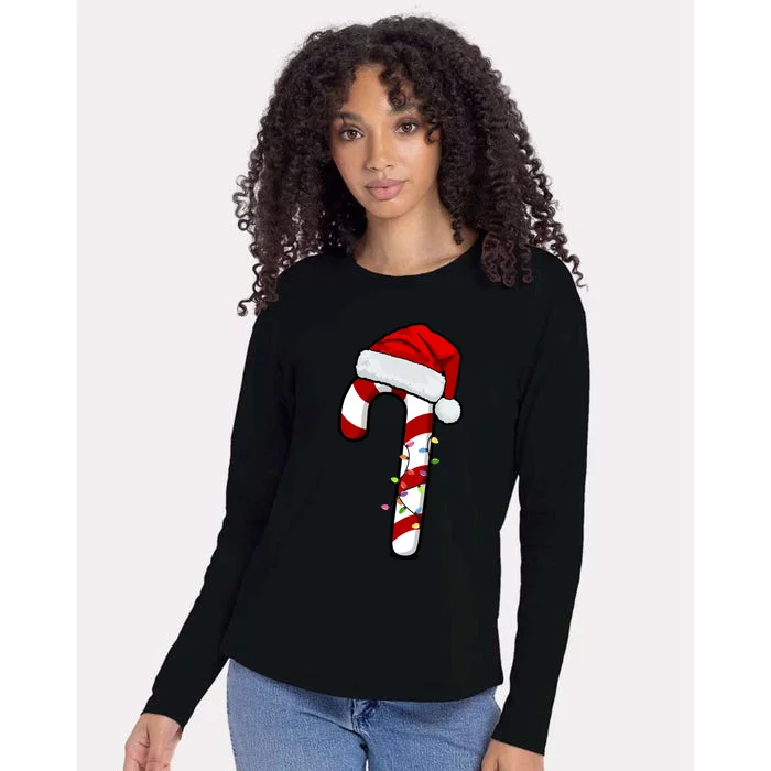 Christmas Candy Cane Holiday Womens Cotton Relaxed Long Sleeve T-Shirt