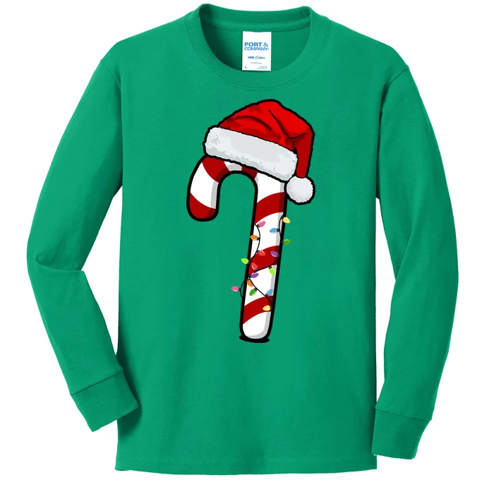 Christmas Candy Cane Holiday Kids Long Sleeve Shirt