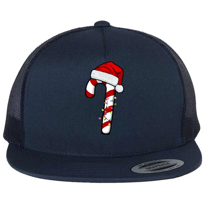 Christmas Candy Cane Holiday Flat Bill Trucker Hat