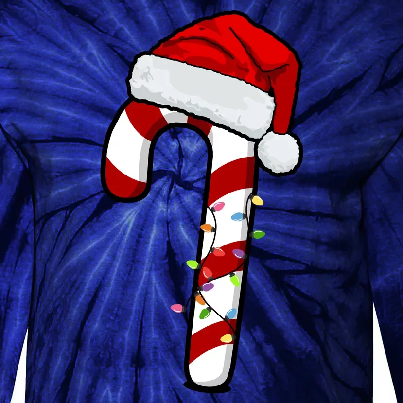 Christmas Candy Cane Holiday Tie-Dye Long Sleeve Shirt