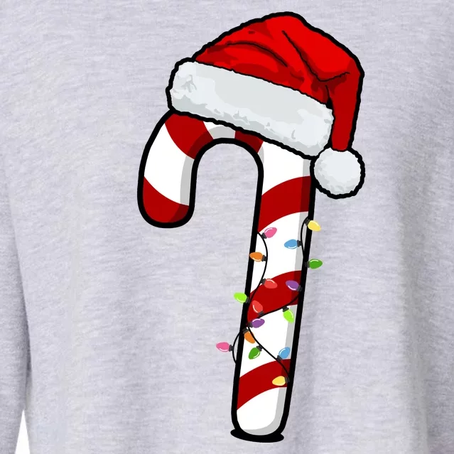 Christmas Candy Cane Holiday Cropped Pullover Crew