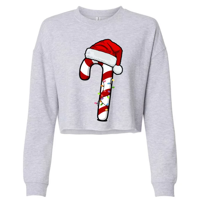 Christmas Candy Cane Holiday Cropped Pullover Crew