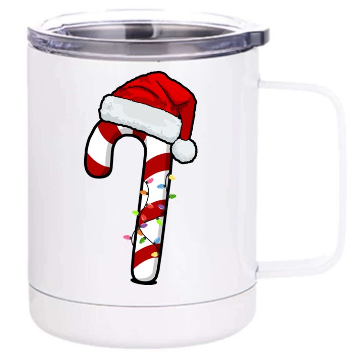 Christmas Candy Cane Holiday Front & Back 12oz Stainless Steel Tumbler Cup