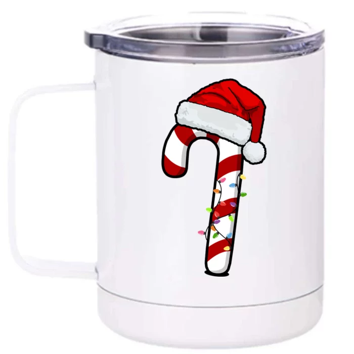 Christmas Candy Cane Holiday Front & Back 12oz Stainless Steel Tumbler Cup