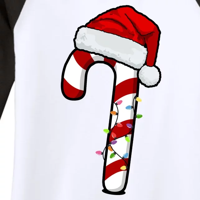 Christmas Candy Cane Holiday Women's Tri-Blend 3/4-Sleeve Raglan Shirt