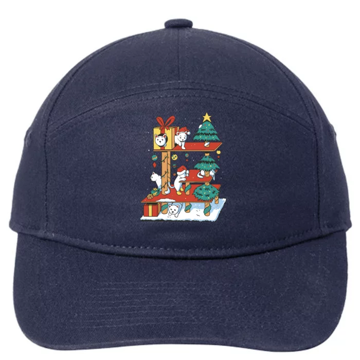 Cathouse Christmas Cat Tree 7-Panel Snapback Hat