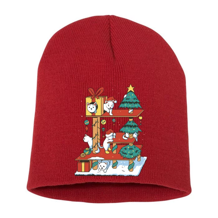 Cathouse Christmas Cat Tree Short Acrylic Beanie