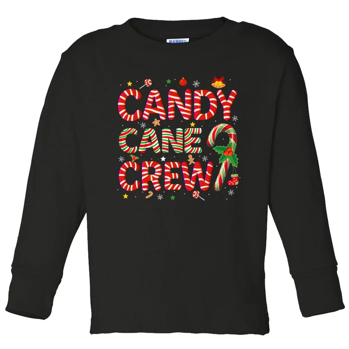 Candy Cane Crew Funny Christmas Candy Lover Xmas Pajamas Toddler Long Sleeve Shirt