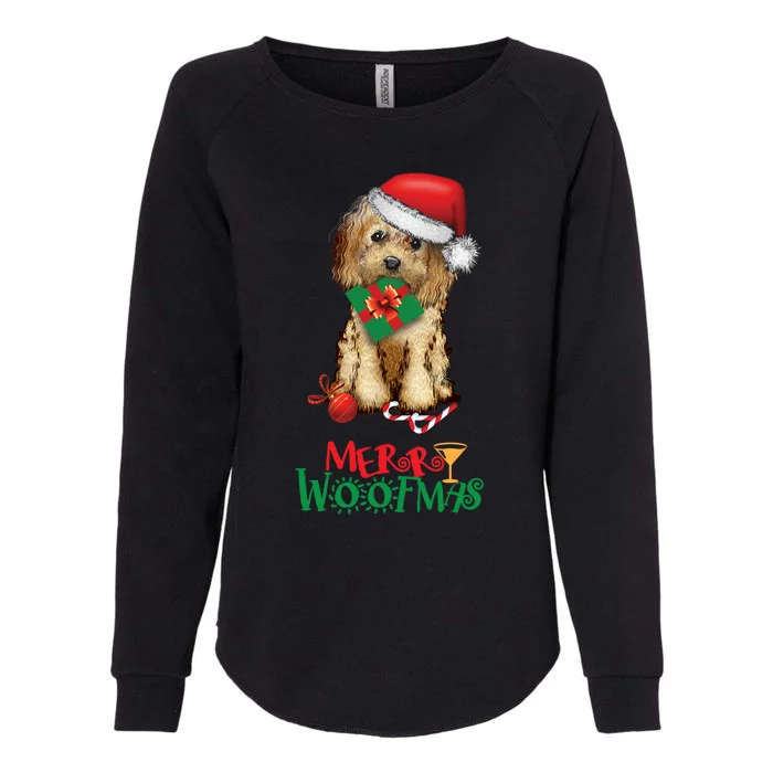 Christmas Cockapoo Cavapoo Doodle Santa Merry Woofmas Gift Womens California Wash Sweatshirt