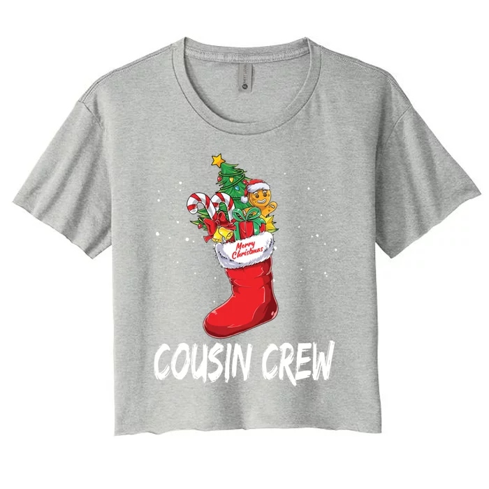 Cousin Crew Christmas Sock Xmas Family Matching Pajama Gift Women's Crop Top Tee