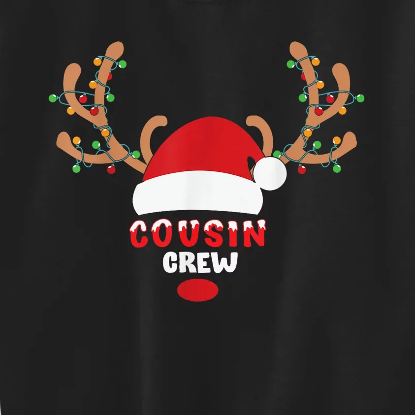 Cousin Crew Christmas Reindeer Santa Hat Matching Pajama Kids Sweatshirt