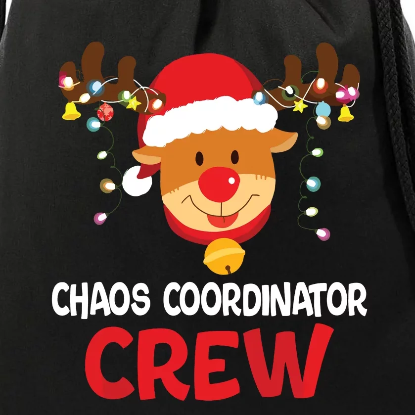 Chaos Coordinator Crew Reindeer Santa Hat Christmas Lights Drawstring Bag