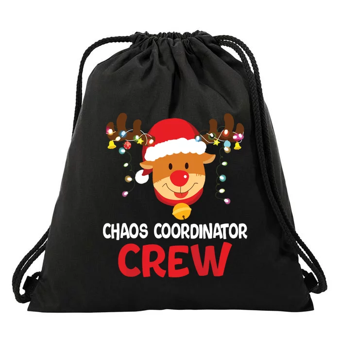 Chaos Coordinator Crew Reindeer Santa Hat Christmas Lights Drawstring Bag