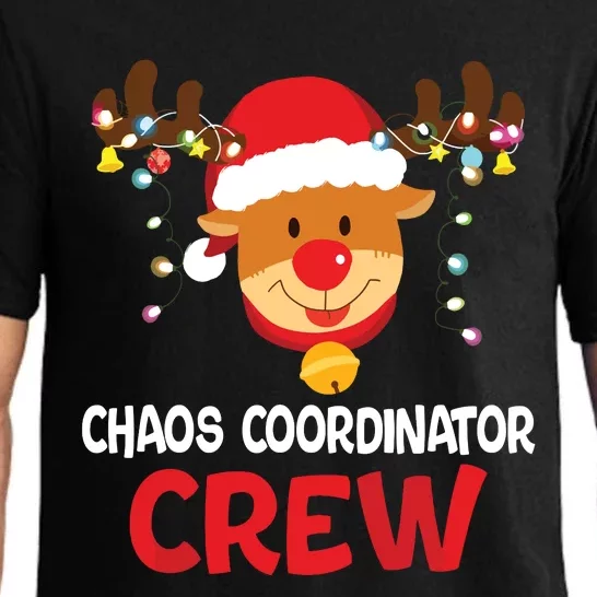 Chaos Coordinator Crew Reindeer Santa Hat Christmas Lights Pajama Set