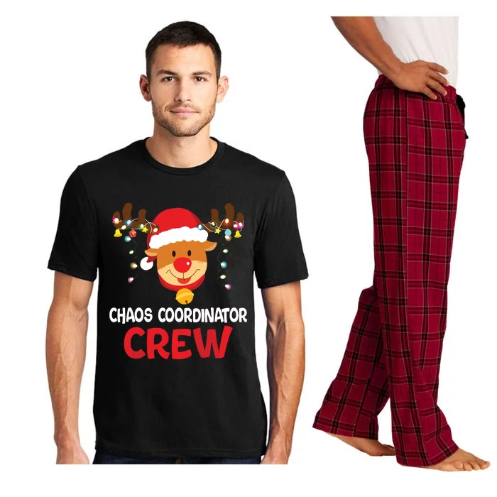 Chaos Coordinator Crew Reindeer Santa Hat Christmas Lights Pajama Set