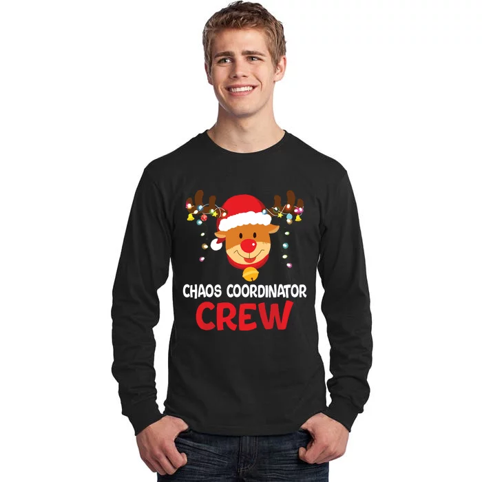 Chaos Coordinator Crew Reindeer Santa Hat Christmas Lights Tall Long Sleeve T-Shirt