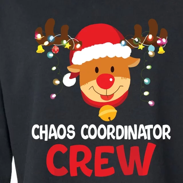 Chaos Coordinator Crew Reindeer Santa Hat Christmas Lights Cropped Pullover Crew