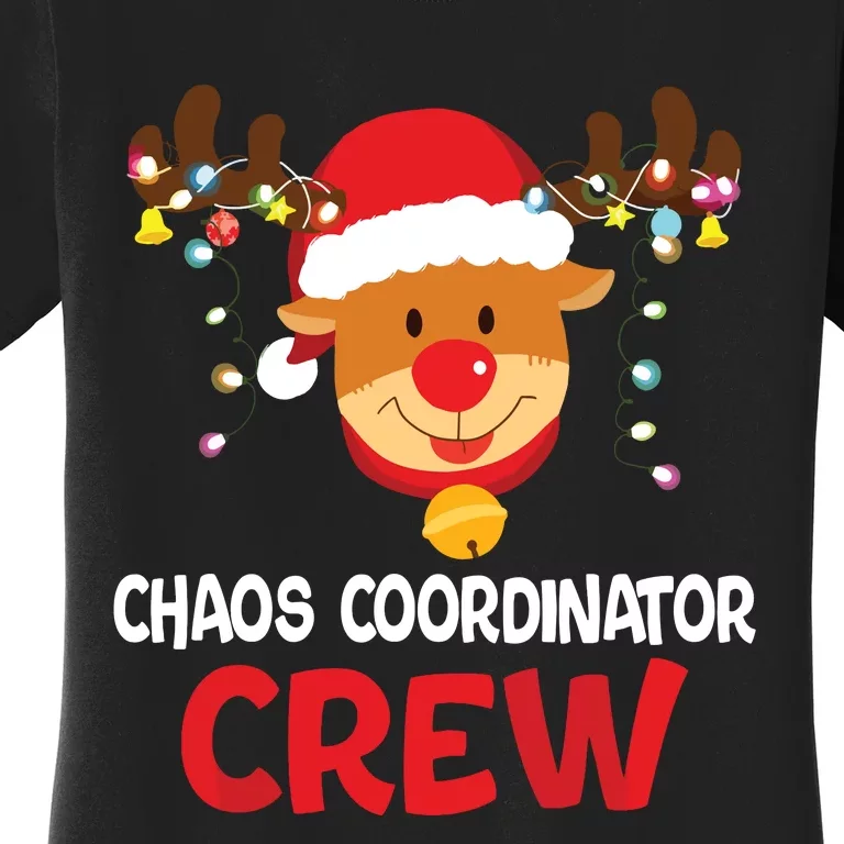 Chaos Coordinator Crew Reindeer Santa Hat Christmas Lights Women's T-Shirt