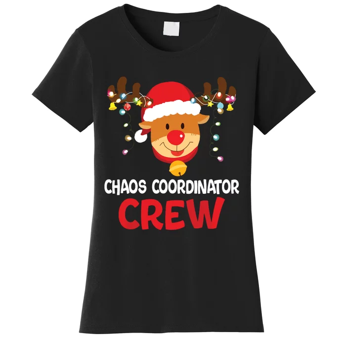 Chaos Coordinator Crew Reindeer Santa Hat Christmas Lights Women's T-Shirt