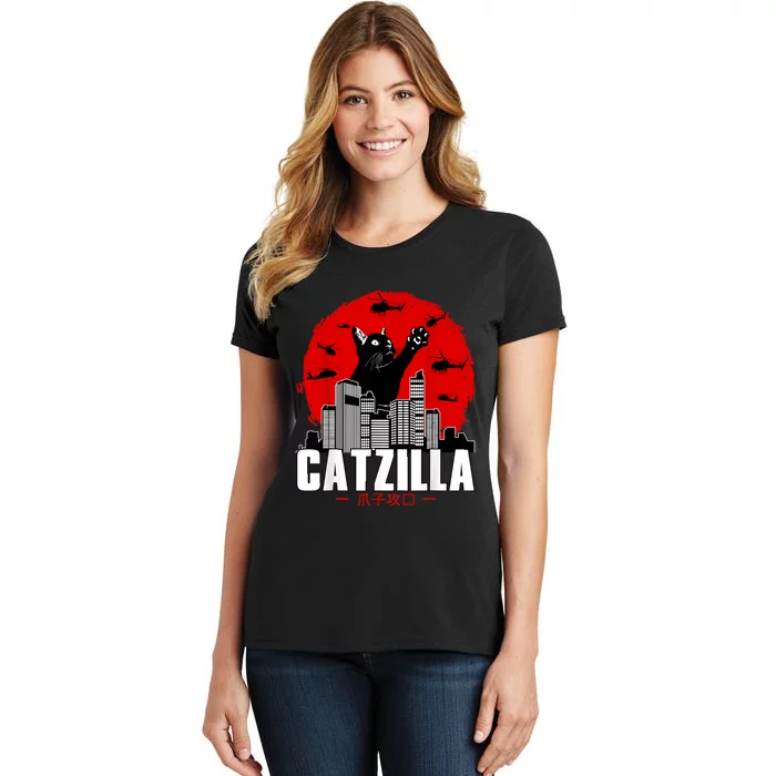 Catzilla Cute Cat Stuff For Cat Lover Cat Mom Cat Dad Women's T-Shirt