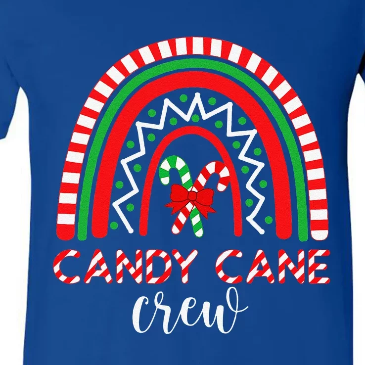 Candy Cane Crew Rainbow Candy Christmas V-Neck T-Shirt