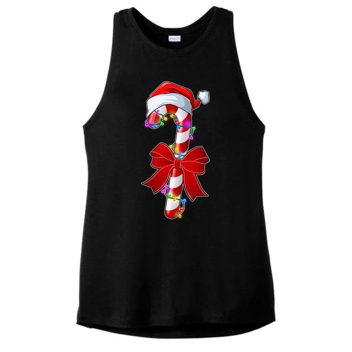 Cute Christmas Candy Cane Ladies Tri-Blend Wicking Tank