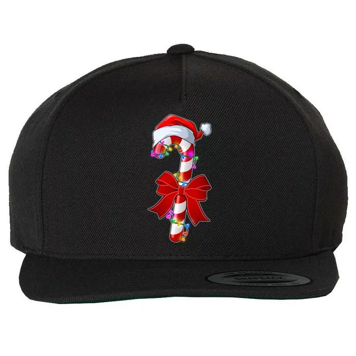 Cute Christmas Candy Cane Wool Snapback Cap