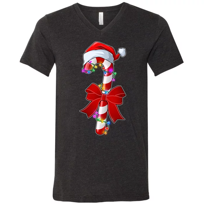 Cute Christmas Candy Cane V-Neck T-Shirt