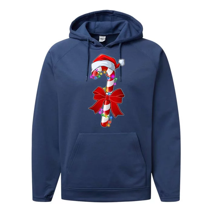 Cute Christmas Candy Cane Performance Fleece Hoodie