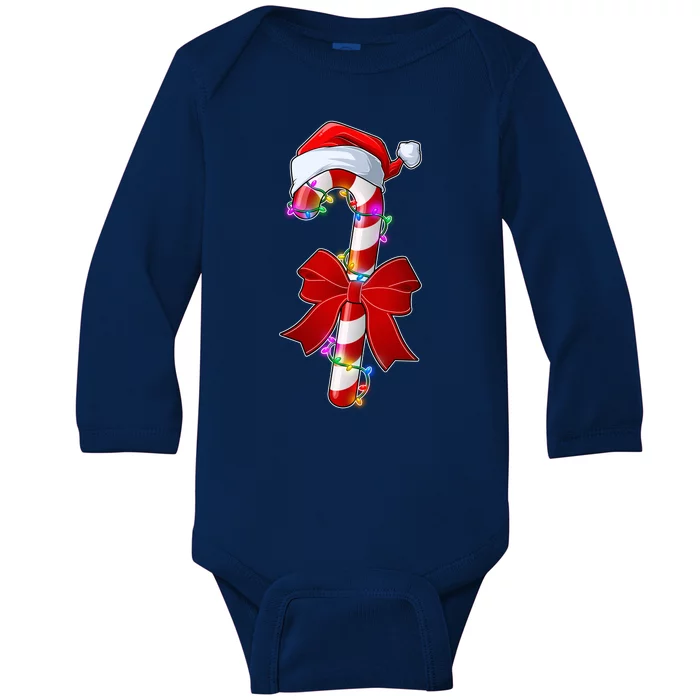 Cute Christmas Candy Cane Baby Long Sleeve Bodysuit