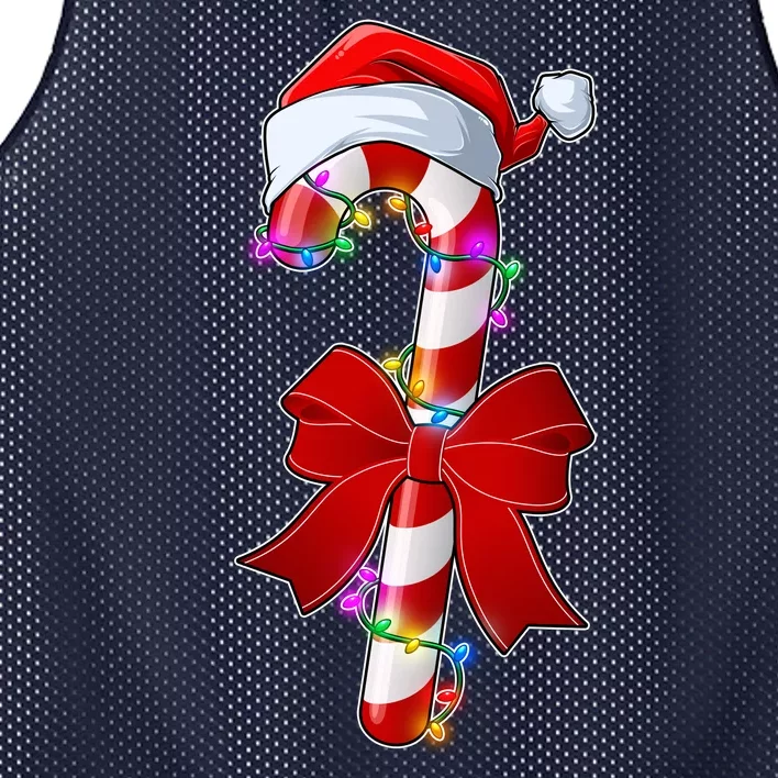 Cute Christmas Candy Cane Mesh Reversible Basketball Jersey Tank