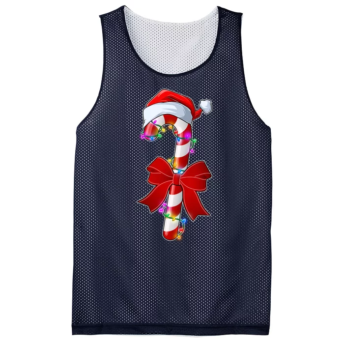 Cute Christmas Candy Cane Mesh Reversible Basketball Jersey Tank