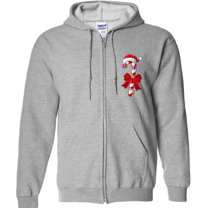 Cute Christmas Candy Cane Full Zip Hoodie