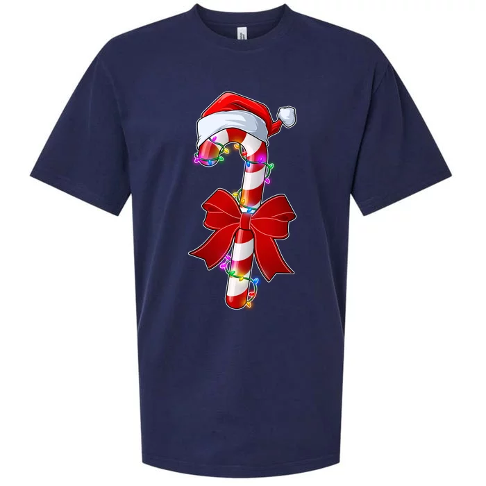 Cute Christmas Candy Cane Sueded Cloud Jersey T-Shirt