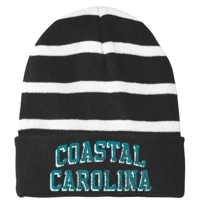 Coastal Carolina Chanticleers Retro Arch Logo Striped Beanie with Solid Band