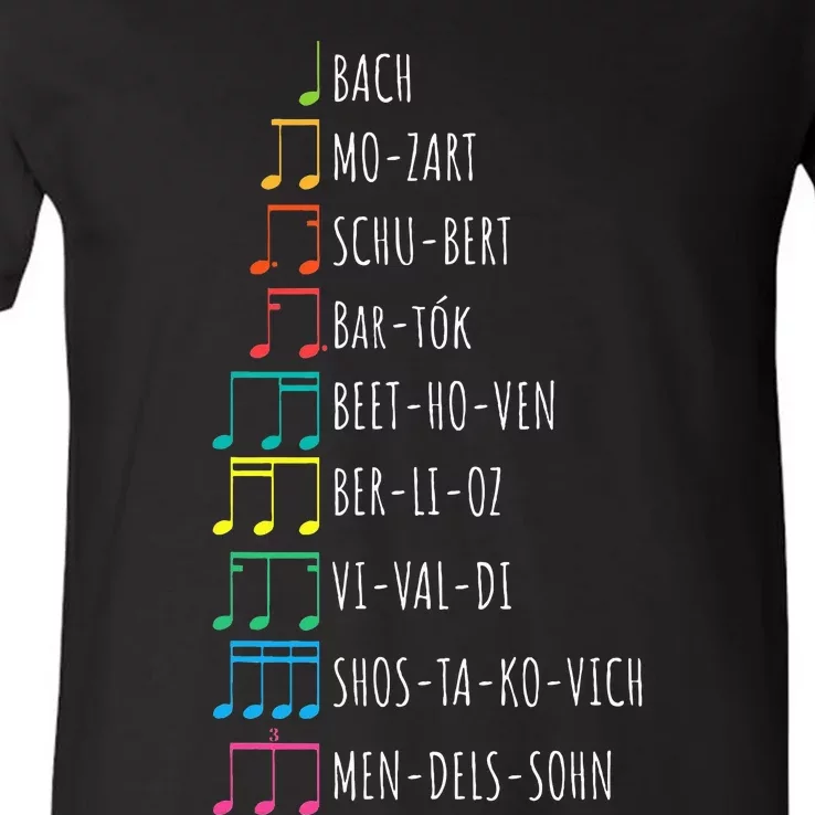 Classic Composers Classical Music Musical Notes V-Neck T-Shirt