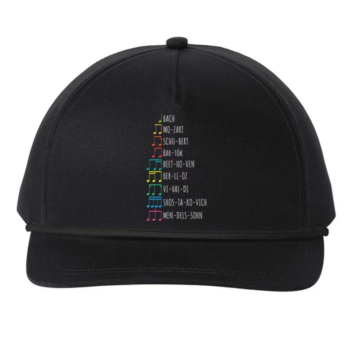 Classic Composers Classical Music Musical Notes Snapback Five-Panel Rope Hat