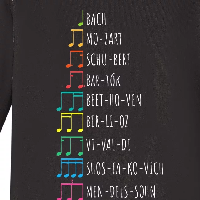 Classic Composers Classical Music Musical Notes Baby Long Sleeve Bodysuit